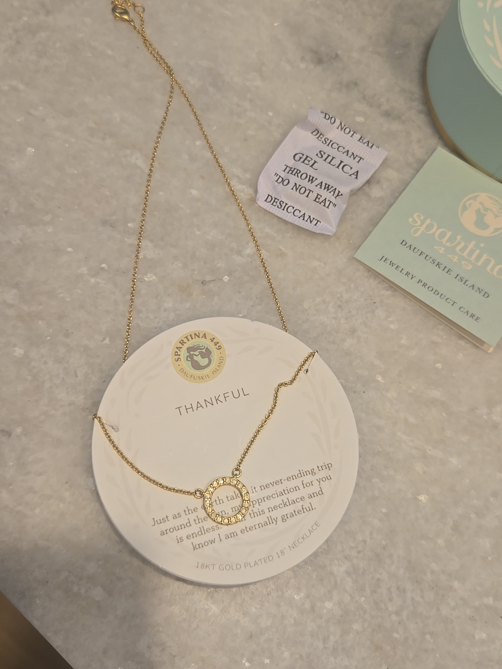 Spartina 449 18kt Gold Plated 18" Necklace Thankful New - Picture 5 of 9